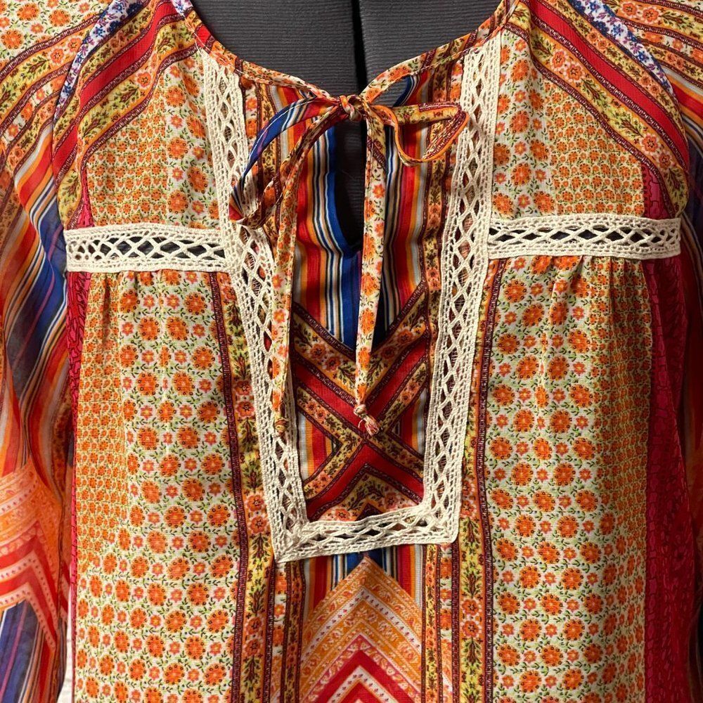 New Directions BoHo Sheer Blouse Small - Picture 3 of 9
